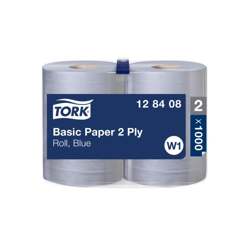 128408 - Tork Basic Rollenreinigungspapier 2-lagig - blau - W1 - 2 Stück
